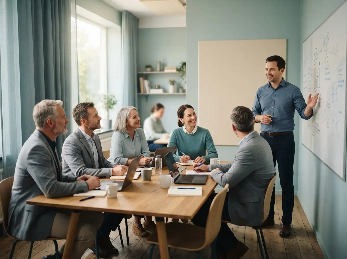 Sesión de formación comercial con un grupo de nuevos comerciales